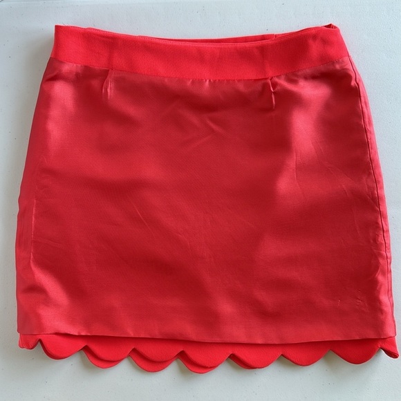 Draper James Coral Pink Scallop Hem Mini Skirt Cocktail - Picture 9 of 15